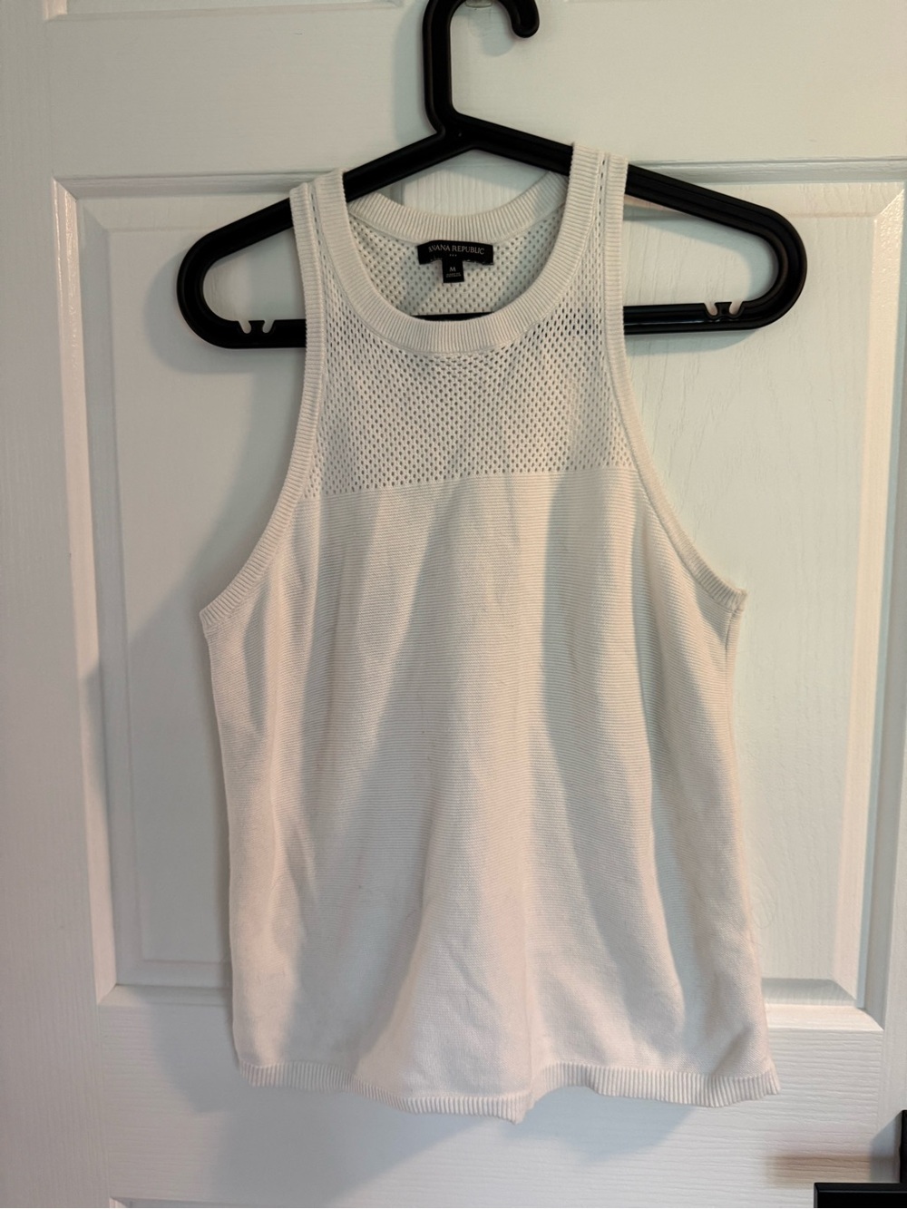Banana Republic White Knit Mesh Yoke Tank